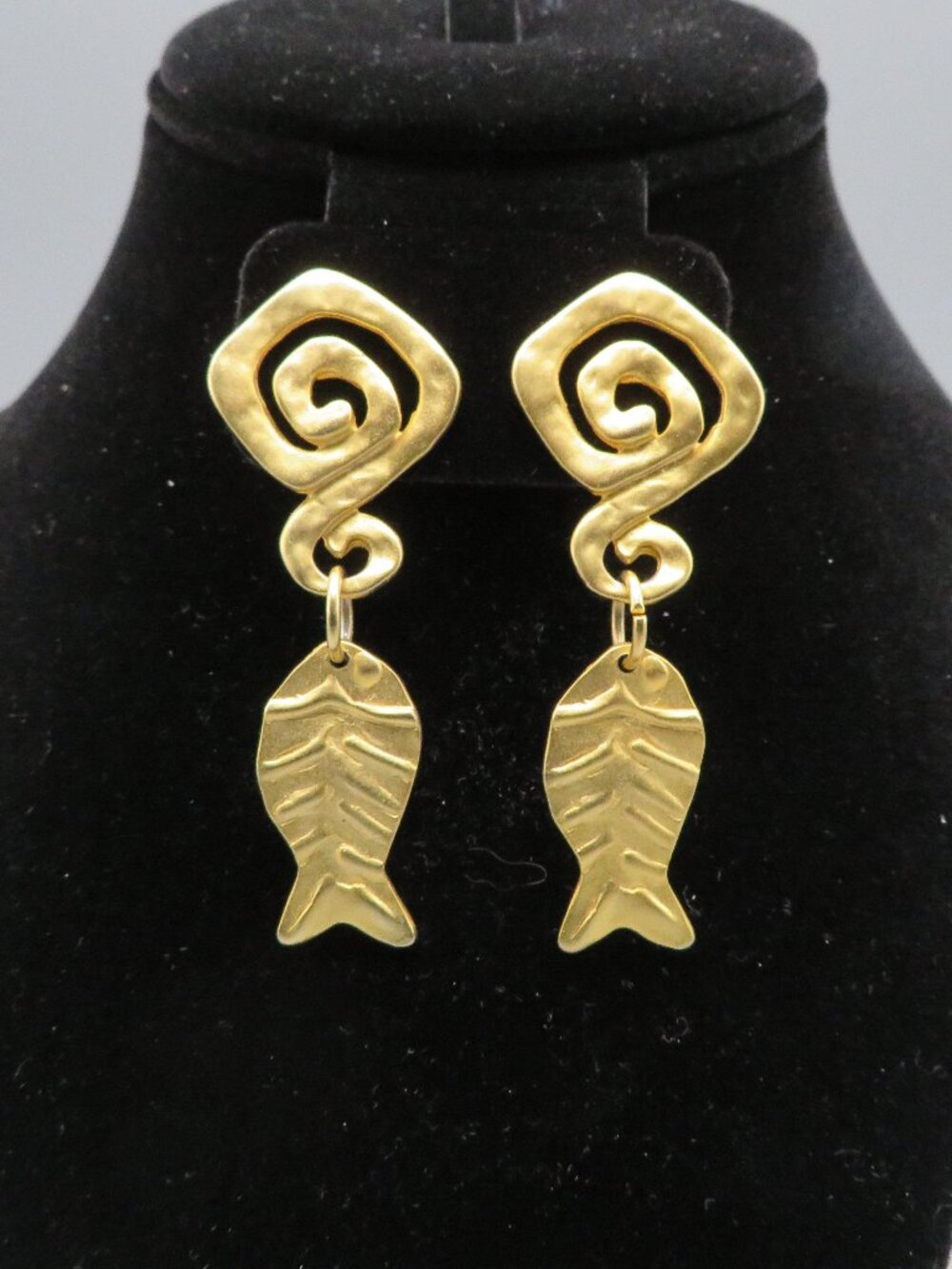 Norma Jean Matte Gold Fish Swirl Post Earrings